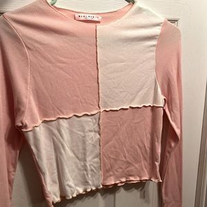 Pink and White long sleeved cropped tee
